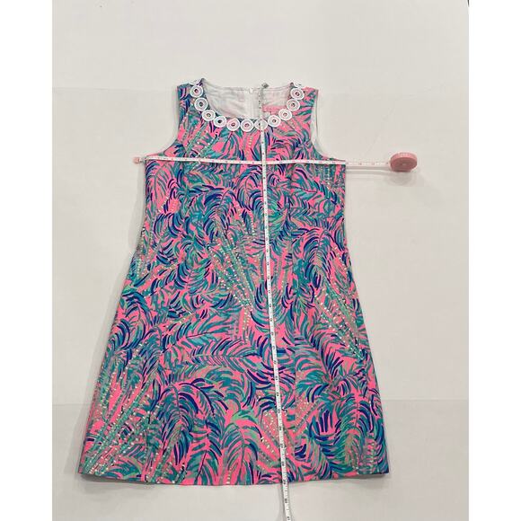 Lilly Pulitzer Girls Mini Mila Shift Dress, Blue, Pink, Tropical, Size 12 - Picture 11 of 13